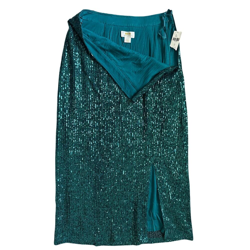 Anthropologie Maeve Alicia Sequined Midi Skirt Green Size Small - Picture 7 of 12